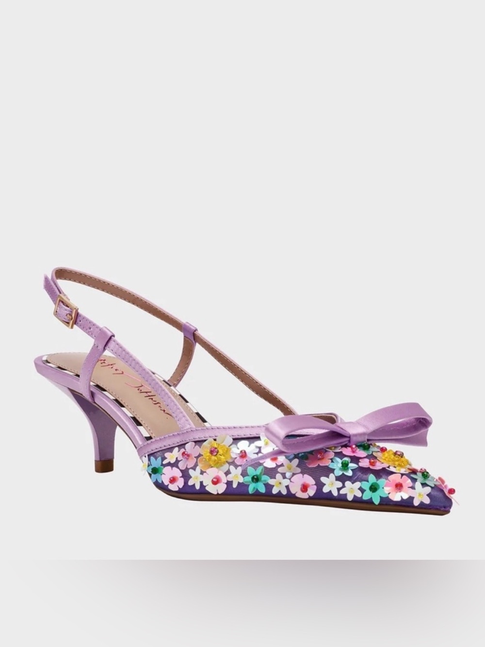 Betsey Johnson Lavender Floral Embellished Slingback Pump - Women's Shoes